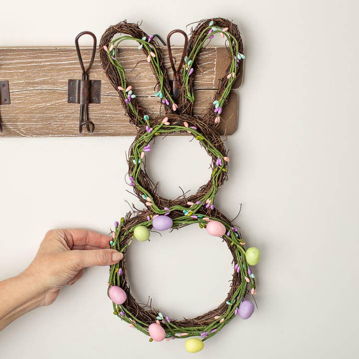 Factory Direct Craft – wholesale Wreath – 16-1/2" Natural Pip & Egg Grapevine Easter Bunny