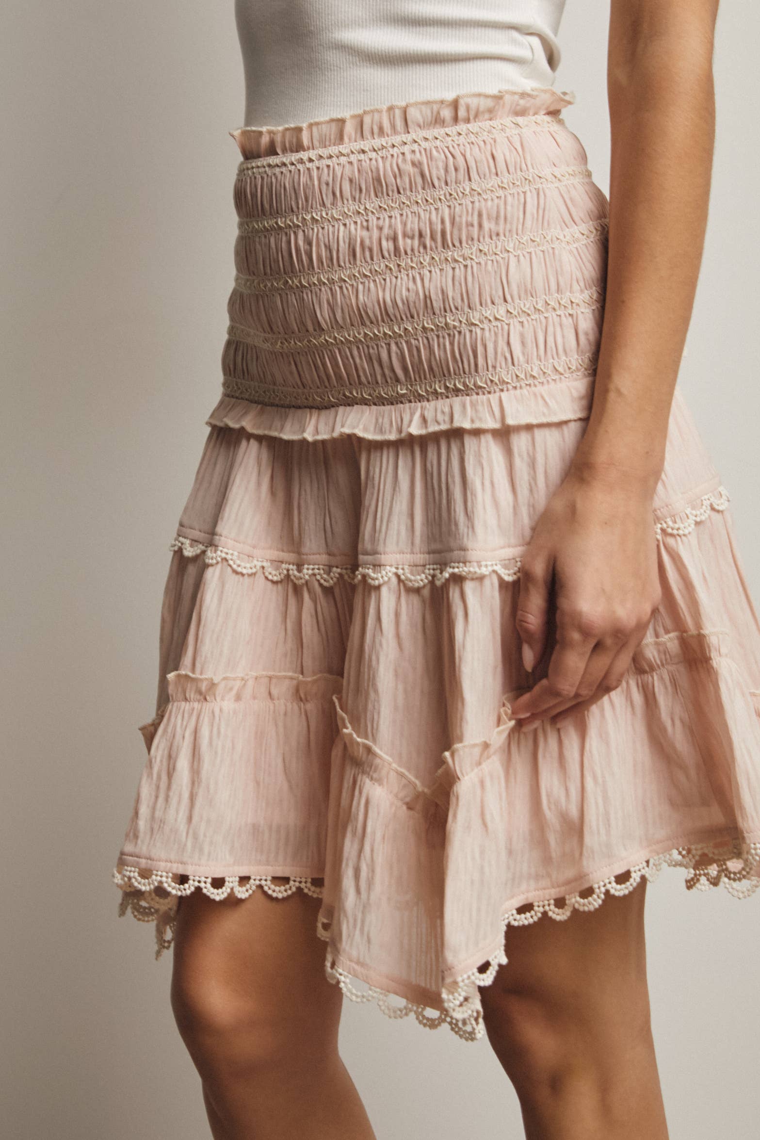 Forte - Wholesale Skirt - Women's - Smocked Ruffle Convertible Skirt/Top FSK000827