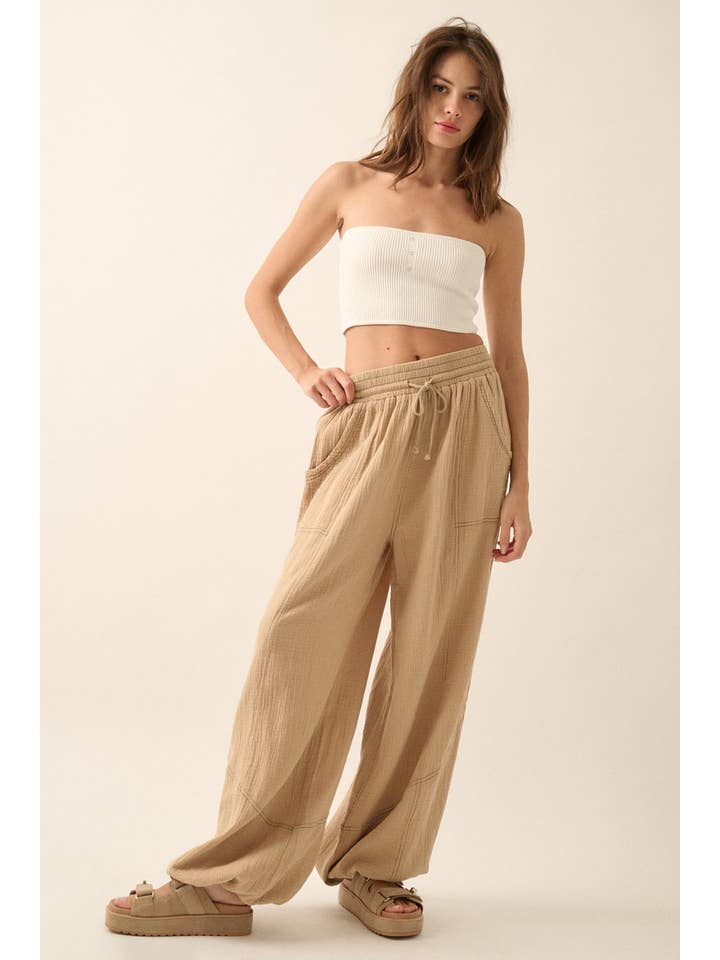 Promesa USA - Wholesale Pants - Women's - Mineral Washed Crinkle Cotton Parachute Pants3