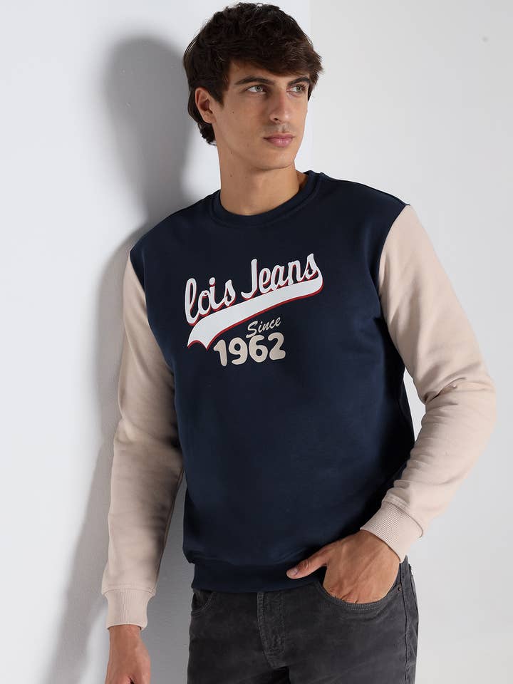 LOIS JEANS - Tröja med rund hals och kontrasterande ärmar för wholesale av PAUSANT SHOP ONLINE