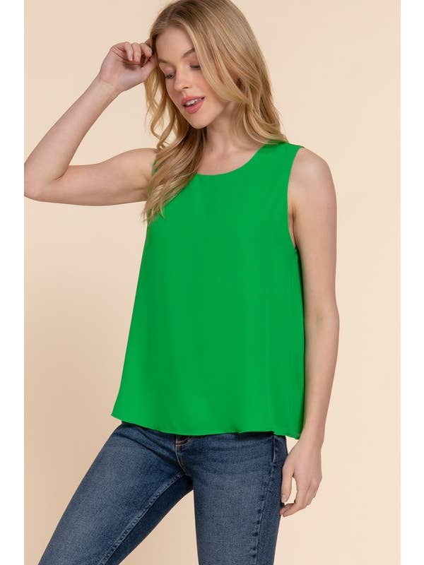 Active Basic | Active USA - Wholesale Blouse - Women's - Sleeveless Round Neck Woven Top6