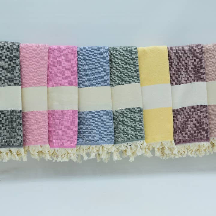 Organic Turkish Towels - Wholesale Beach Towel - Organic Cotton Beach Towel and Blanket in Blue Cream7