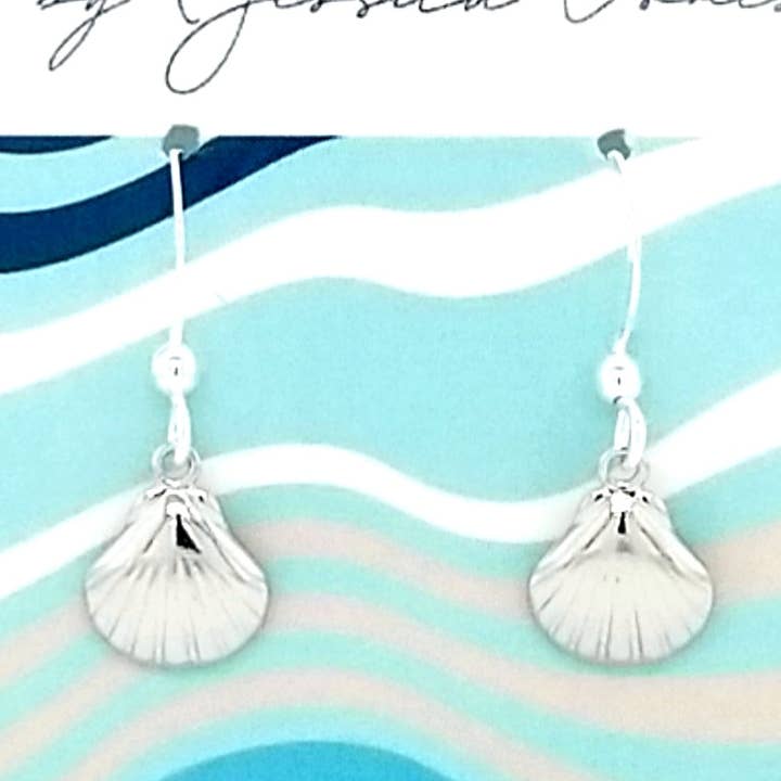 #MMS2- Kammussla Skal Droppeörhänge- Silver för wholesale av The Beaded Wire Designs