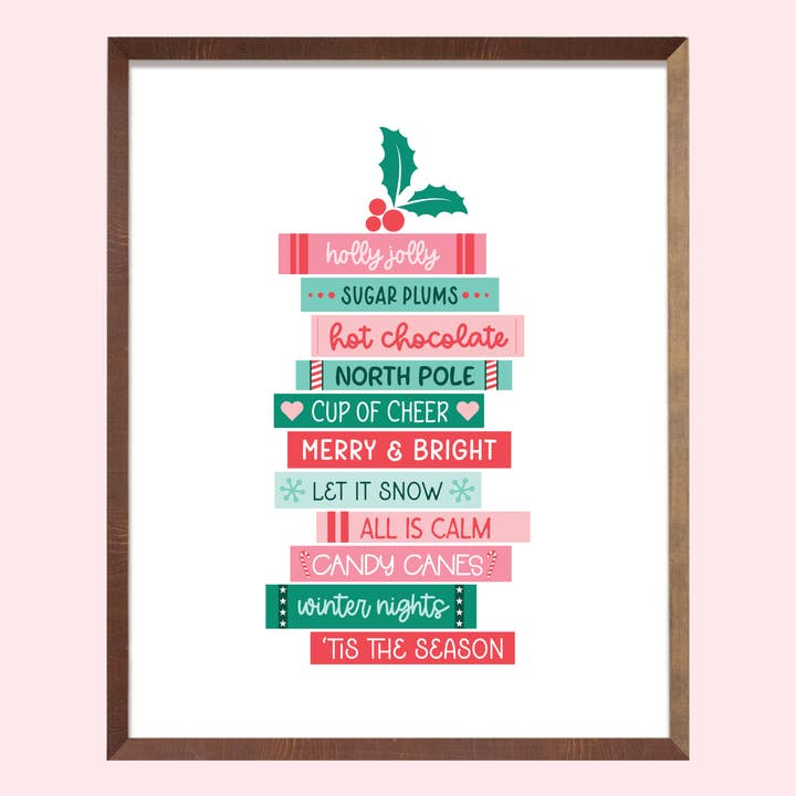 Christmas Book Stack Art Print for wholesale by Chapter & Craft Studio