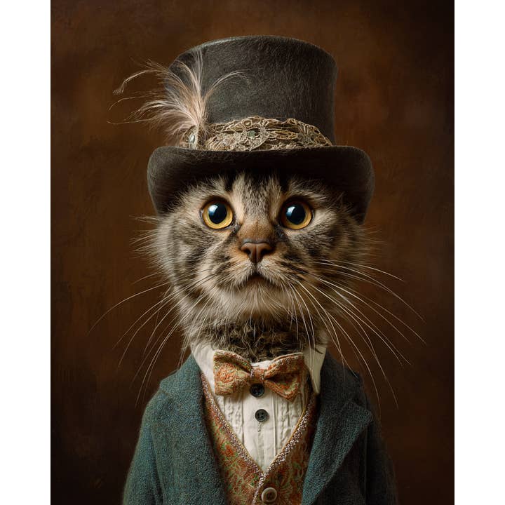 Fredrick - Cats in Hats - Art Print - 8"x10" Artwork and other Purchase Wholesale cats in art. Free Returns & Net 60 Terms on Faire trending on Faire.