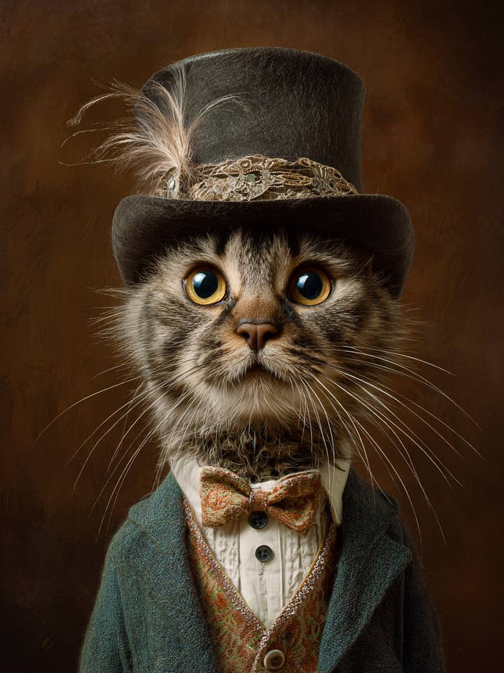 Fredrick - Cats in Hats - Art Print - 8"x10" Artwork for wholesale by Mowbi