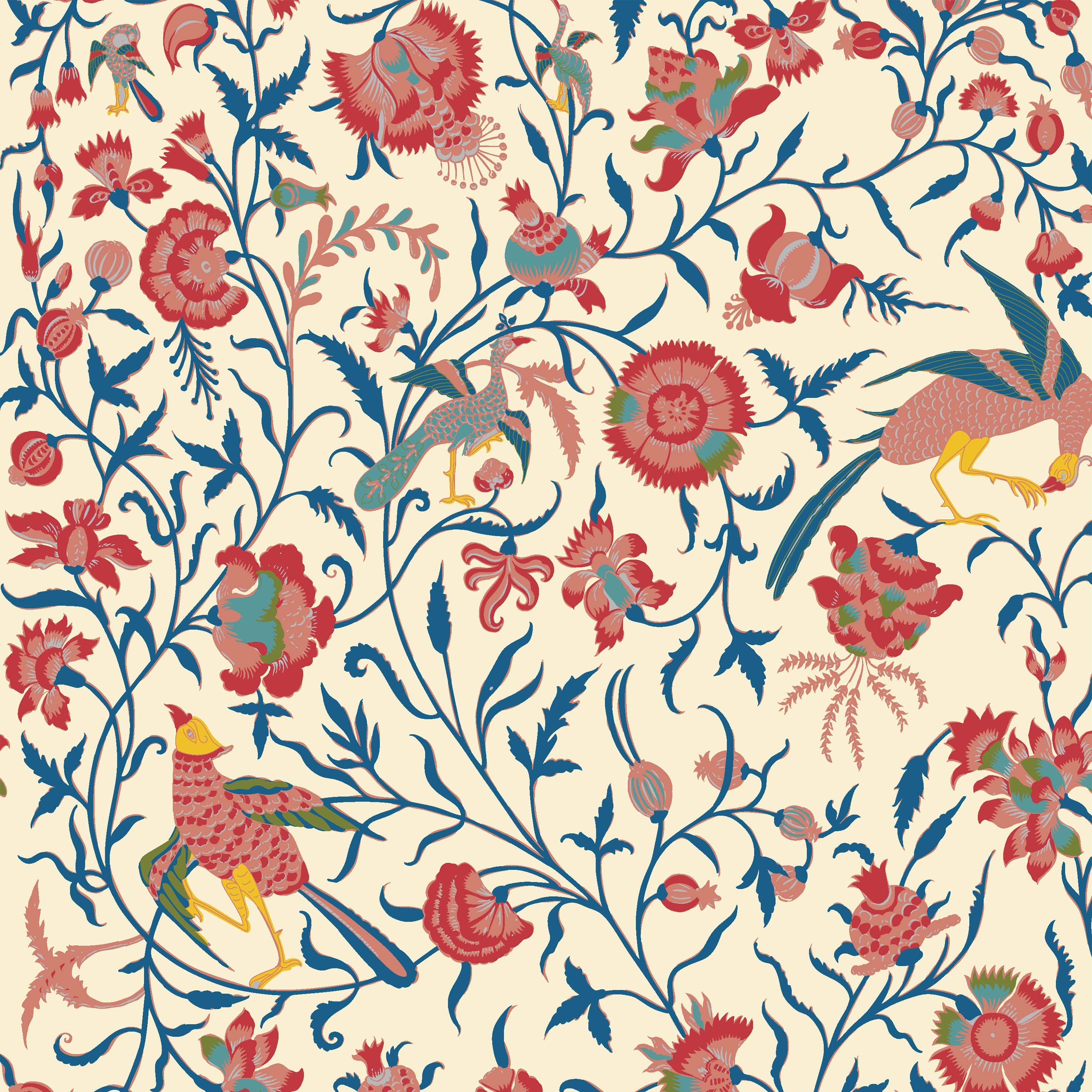 Supplement D'AM – wholesale Halsduk - Dam – Osmanska röd blå ståndare ull stal Bird of Paradise3