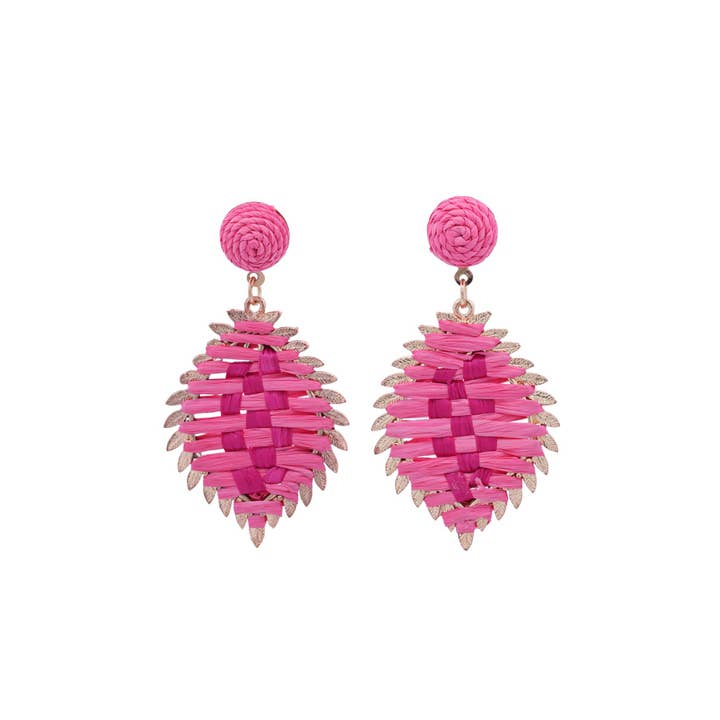 Urbanista Outlet - Venta al por mayor Pendientes colgantes - Pendientes de hojas en bloque de color ratán hechos a mano