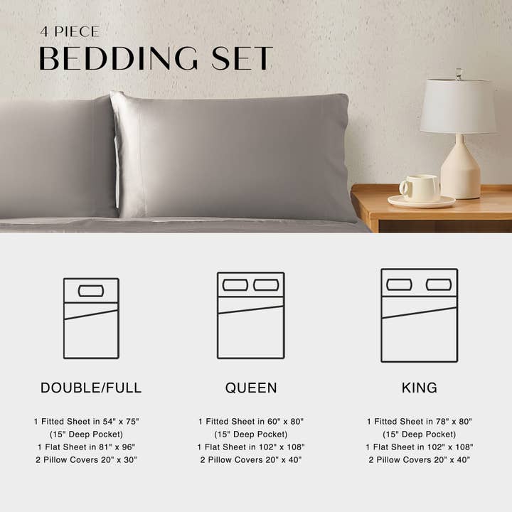 LivingTaste Home Inc - Wholesale Sheet Set - Tencel Bed Sheet 4-Piece Set11