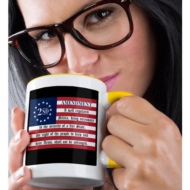 3dRose - Wholesale Coffee Mug - 3dRose, Colored Betsy Ross flag with 2nd Amendment on black background., Mug1