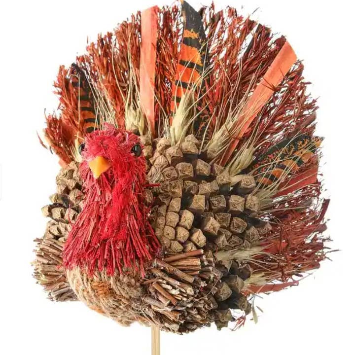 The African Home Goods - Vente Décorations de table - Figurine de dinde naturelle 28 cm (11") - mélange de récolte