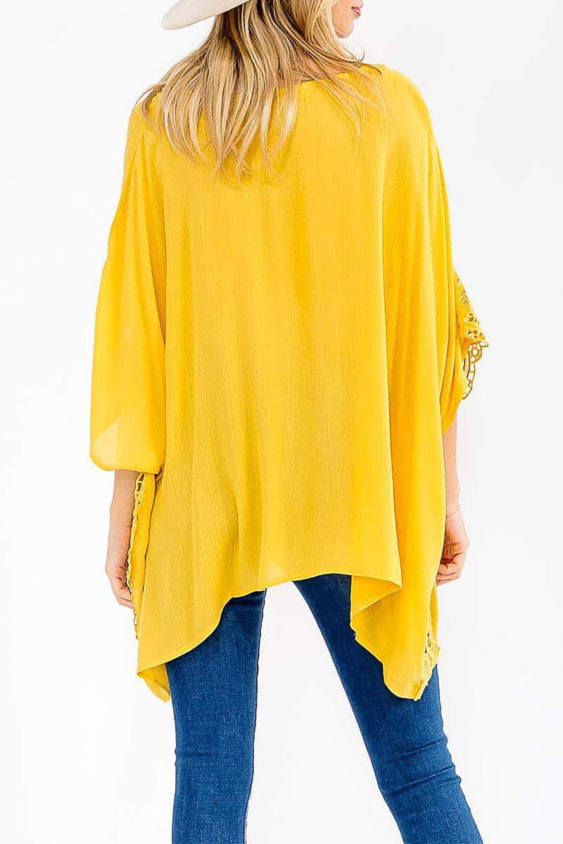 ROUSSEAU - Wholesale Tunic - Women's - SHORT SLEEVE V-NECK LACE TRIM TUNIC BLOUSE5