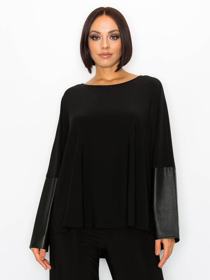 Épaule arrondie à manches longues avec manches en similicuir pour la vente par 07/2004