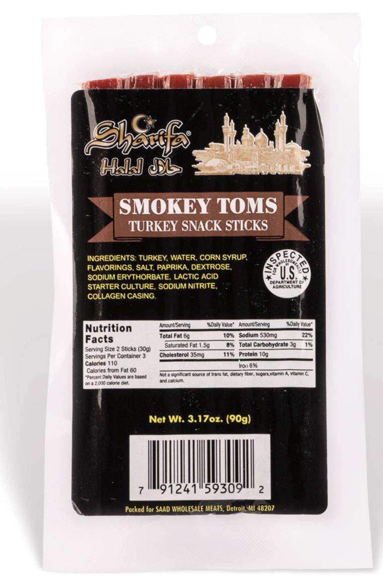 Sharifa Halal Snacks - Wholesale Jerky - Sharifa Halal Smokey Toms Turkey Snack Sticks (25 total)2