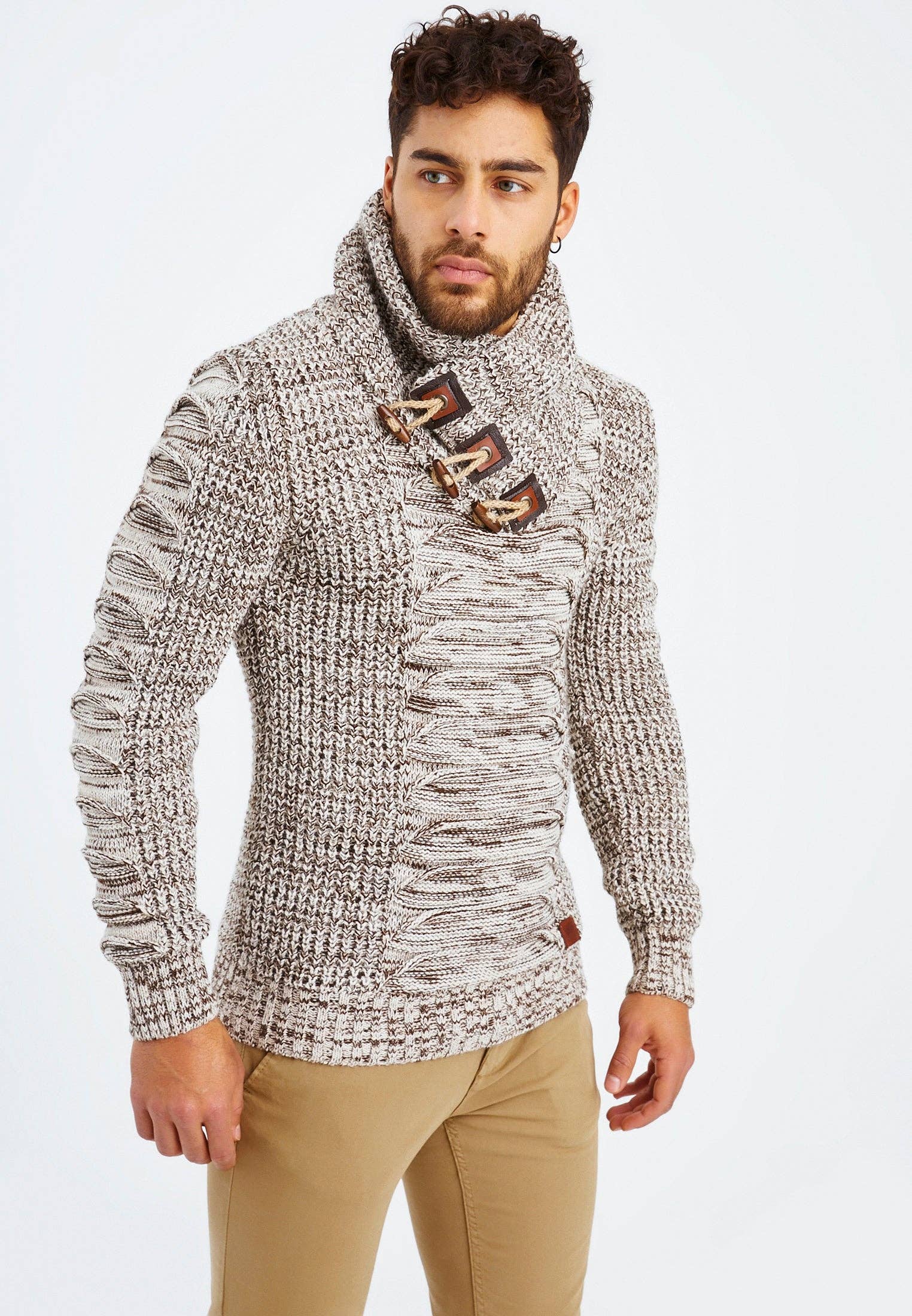 Leif Nelson GmbH - Wholesale Knit Sweater - Men's - Men's Knit Sweater Chunky Knit Shawl Collar LN-557533