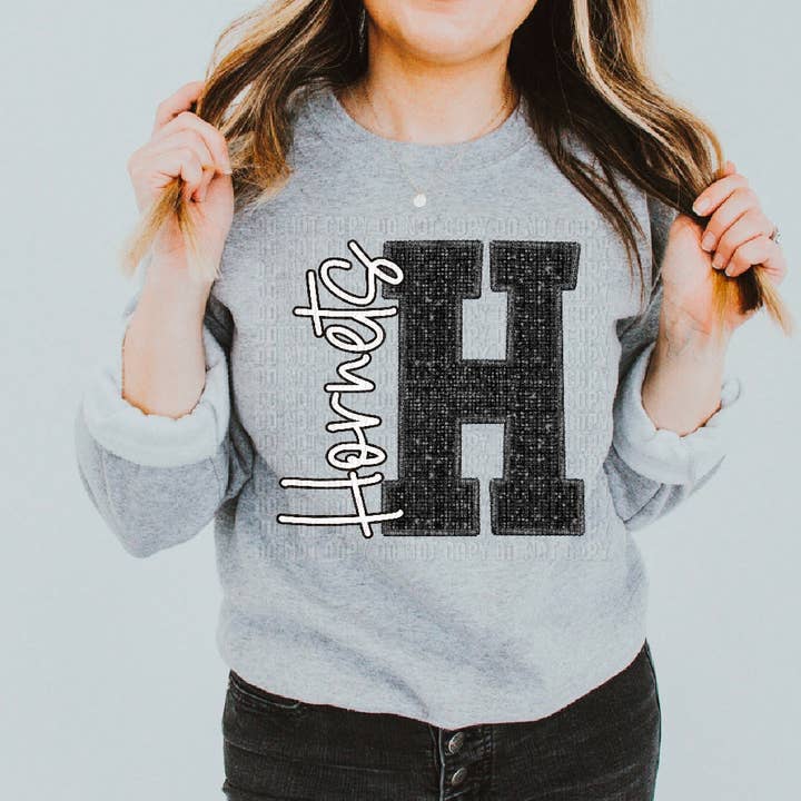 Sort Bling Hornets DTF Transfer for engroshandel hos K and M Designs