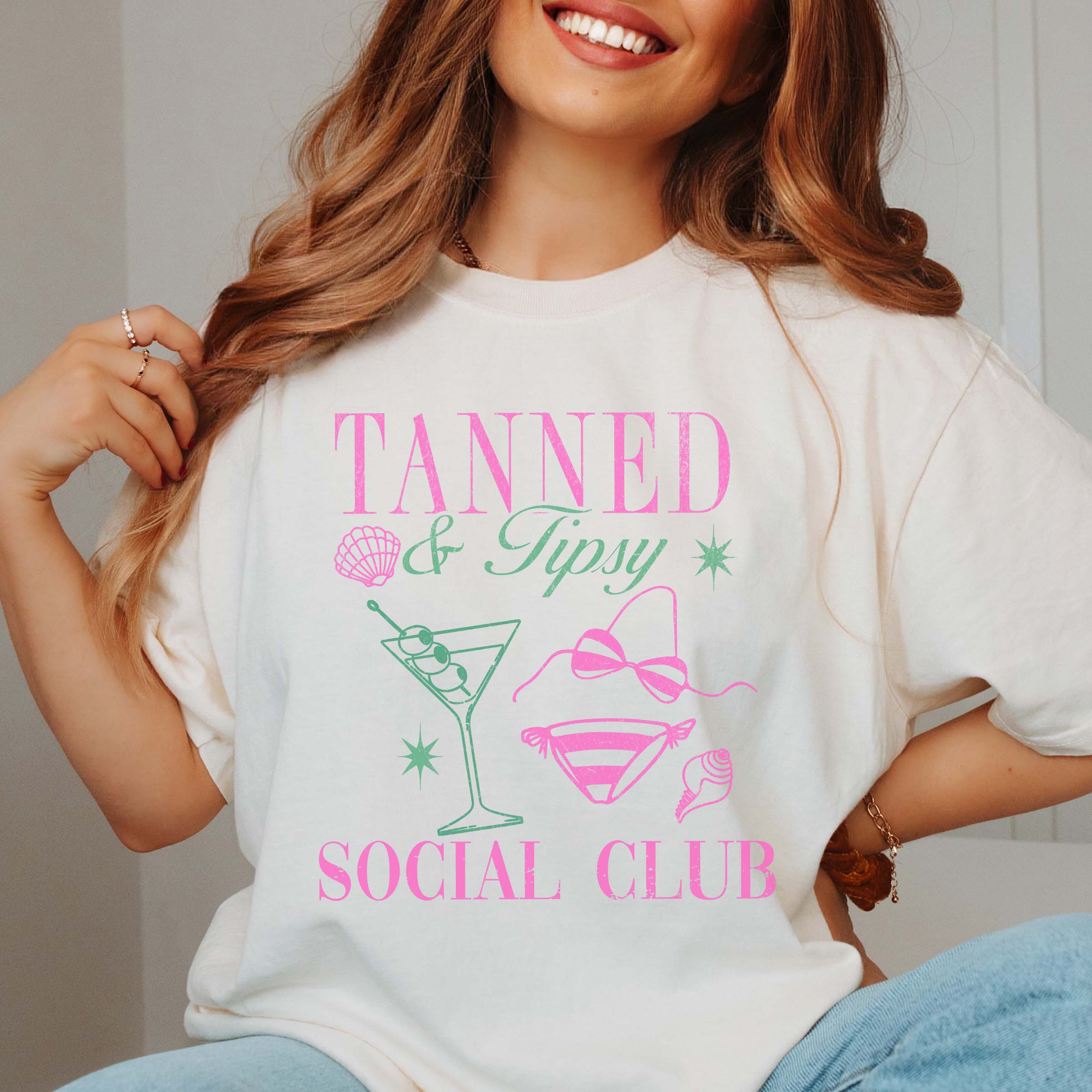 Limeberry Designs - Wholesale T-Shirt (Graphic) - Women's - Tanned And Tipsy Social Club Tee - Quick Shipping5