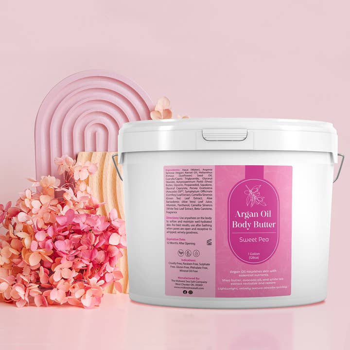 The Midwest Sea Salt Company - Wholesale Body balm/butter - Sweet Pea Argan Oil Body Butter - 1 Gallon3