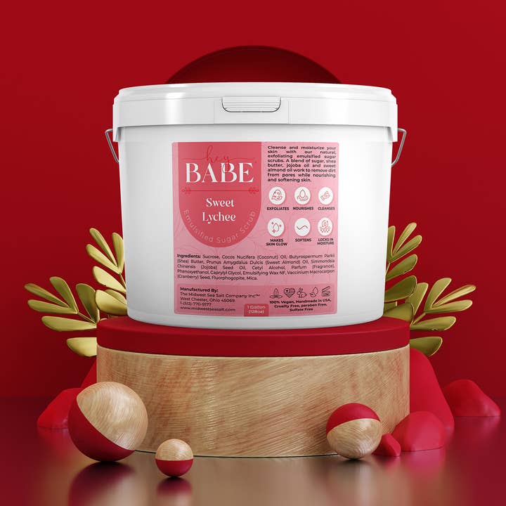 The Midwest Sea Salt Company - Wholesale Body Scrub/Exfoliant - Hey, Babe Emulsified Sugar Scrub - Sweet Lychee - 128oz