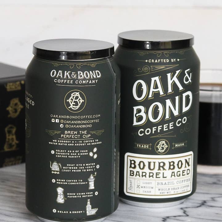 Oak and Bond Coffee Co. - Wholesale Coffee Beans - Bourbon and Rye Whiskey Barrel Aged Coffee Box4