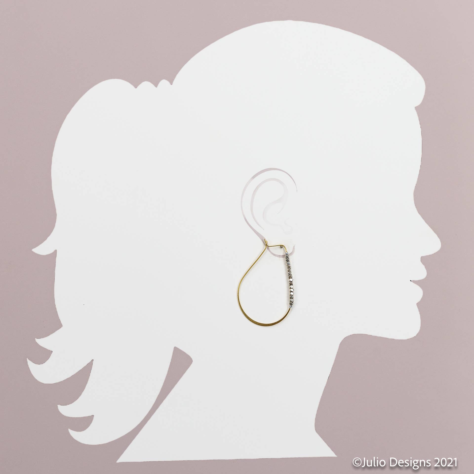 Julio Designs - Wholesale Hoop Earrings - ER567 Mixed Metal Kidney Hoop Earrings1