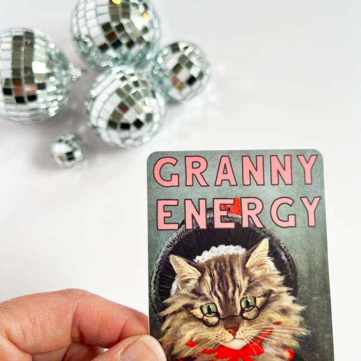 The Coin Laundry - Wholesale Sticker - Granny Energy Funny Cat Sticker