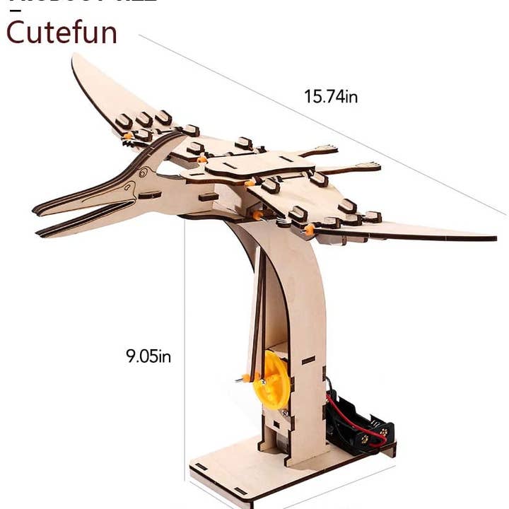 Texas Toy Distribution - Vente Kit de bricolage – enfant - Kit de montage puzzle électrique DIY Ptérosaure – 82 pièces3