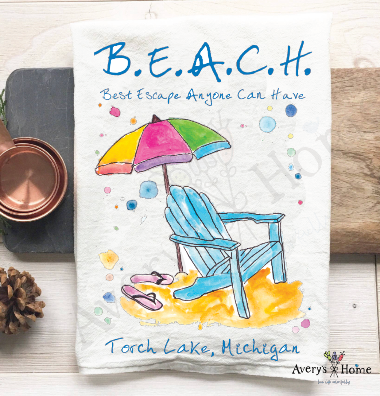 Avery's Home - Wholesale Tea Towel - Beach Vacation Souvenir Customizable Tea Towel26