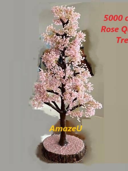 Cristal de cuarzo rosa (5000 chips de alambre dorado con forma de árbol) para venta al por mayor de AmazeU