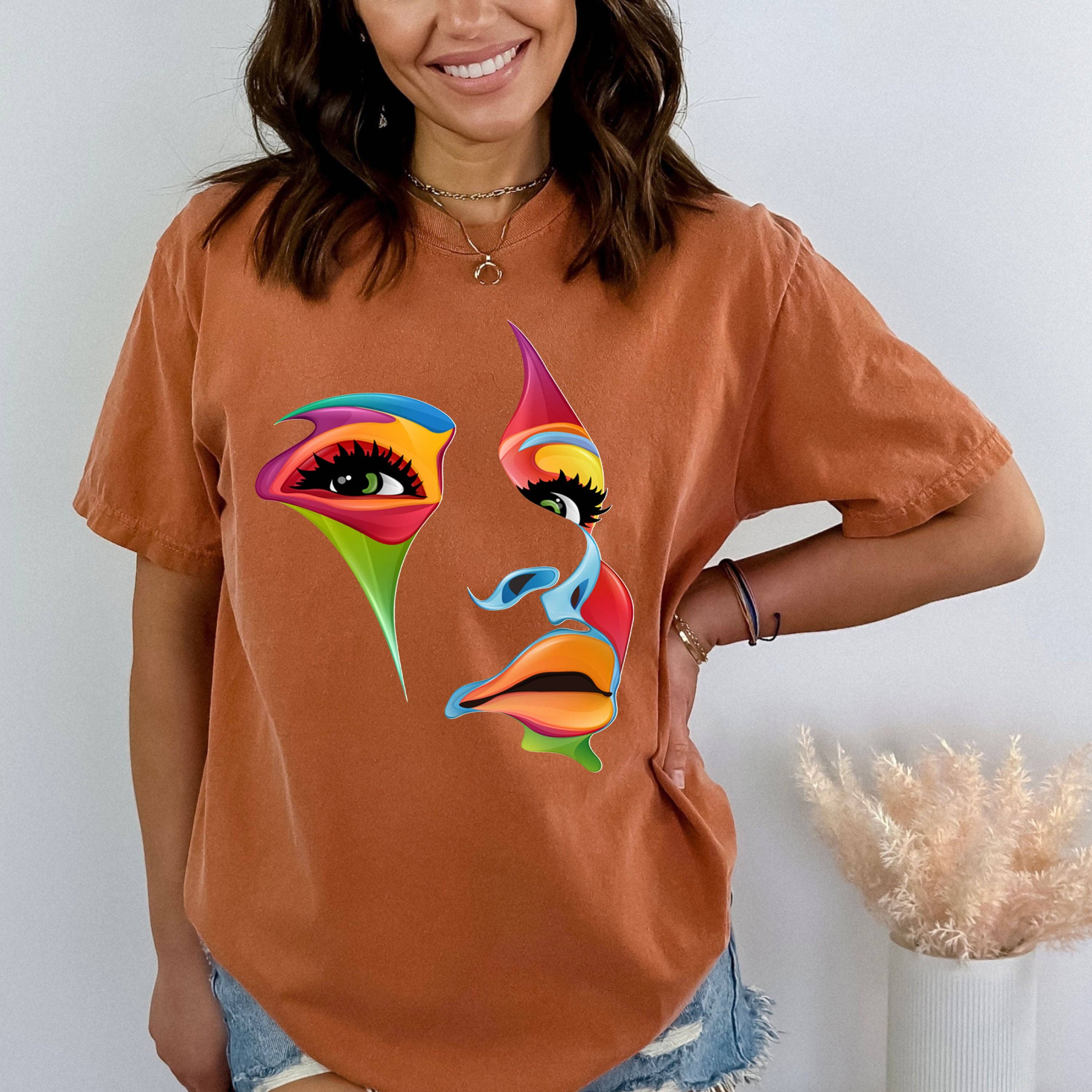LA Shirt Company - Wholesale T-Shirt (Graphic) - Women's - Beautiful Multicolored Face - Bella Graphic Tee3