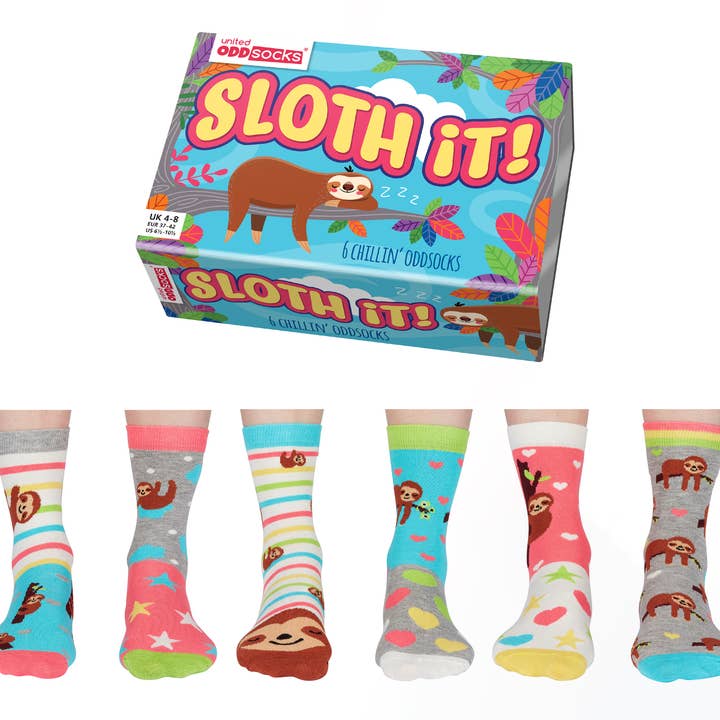 PARESSEUX ! | Coffret cadeau de 6 chaussettes étranges - United Oddsocks pour la vente par Sock Academy