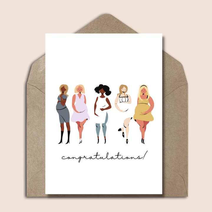 Studio Mo - Venta al por mayor Tarjetas de felicitación - Tarjeta de felicitación embarazo con mujeres ilustración