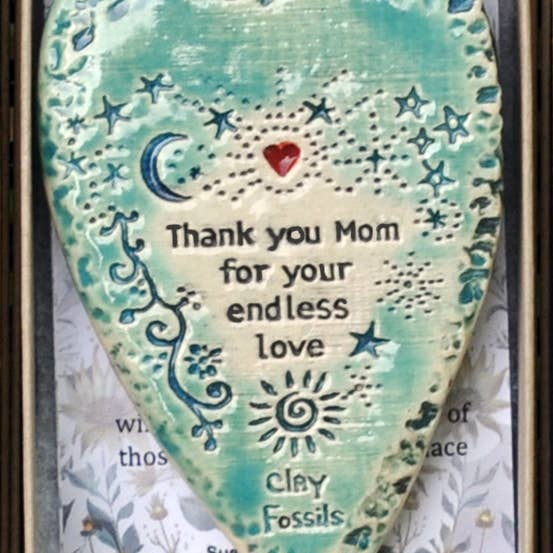Clay Fossils - Wholesale Ornament - Mom endless love, pottery ornament, USA, gift, best seller