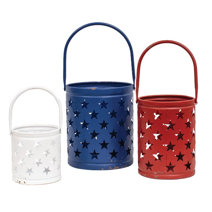 Col House Designs - Wholesale Lantern - 3/Set - Star Punched Metal Americana Luminaries