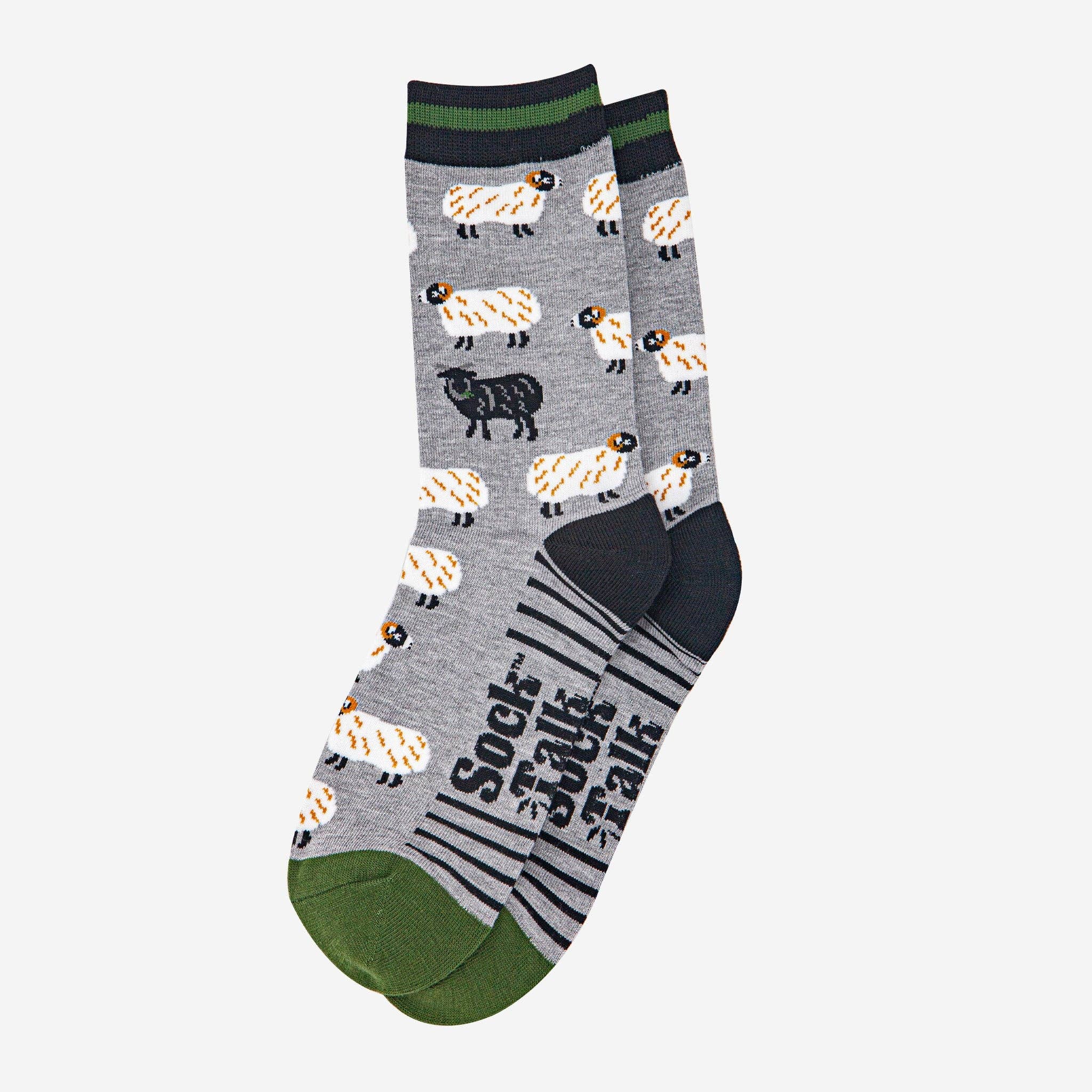 Sock Talk - Wholesale Socks - Men's - Men's Bamboo Socks - Grey Marl/Green, Black Sheep1