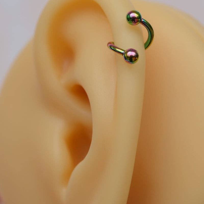 StockJWL - Vendita all'ingrosso Orecchini singoli - Piercing a Spirale Ritorto Piercing a Spirale Orecchini a Spirale in Acciaio Ondulato per Trago, Elica e Cartilagine Oro Argento Nero21