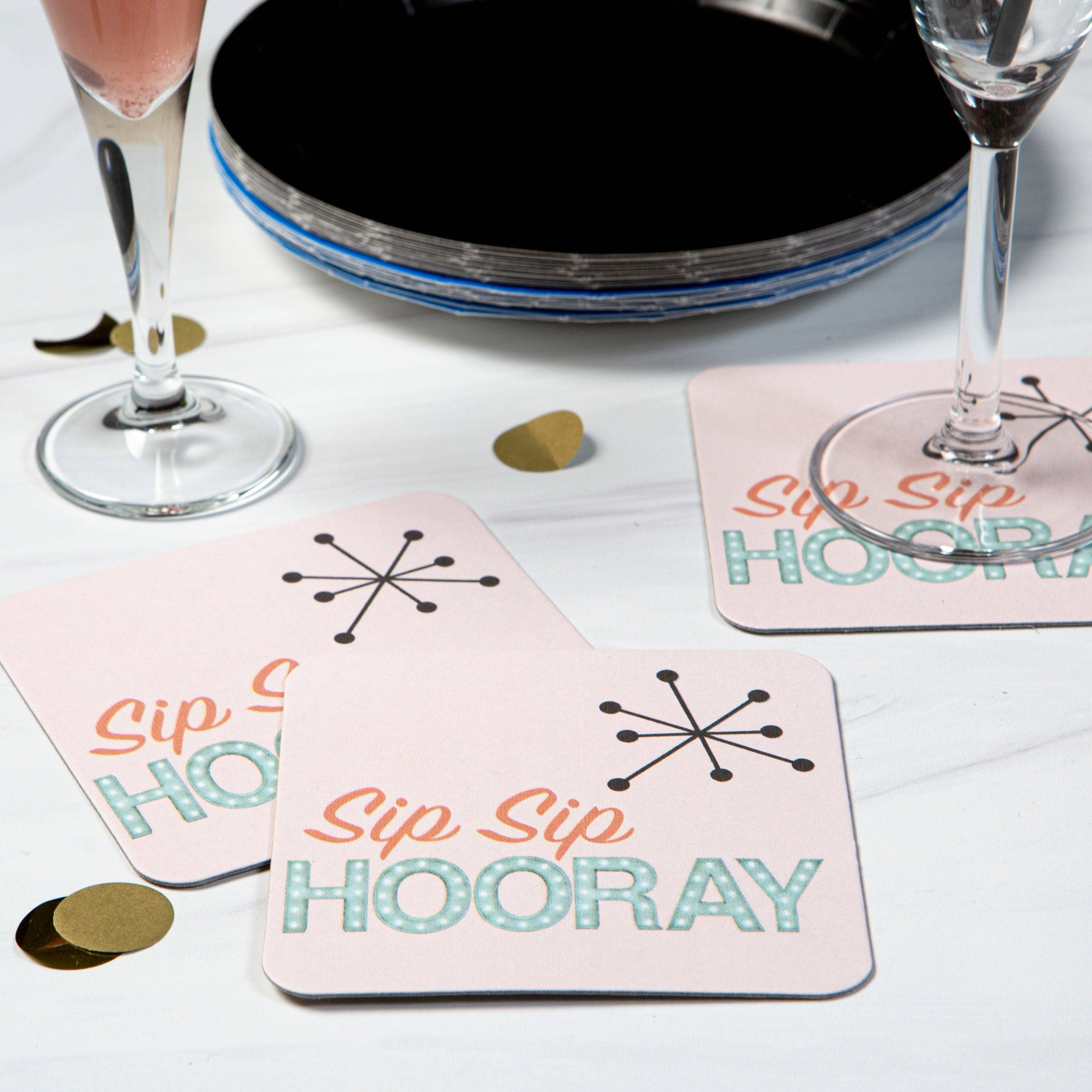 Mod Lounge Paper Company - Wholesale Coasters - Sip Sip Hooray Funny Party Coasters Set of 84