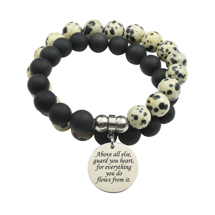 Genuine 10mm Double Layer Obsidian Dalmatian Inspirational B for wholesale by Pink Box