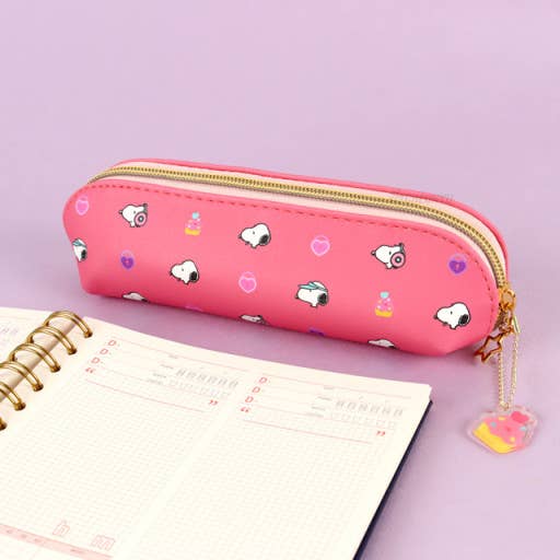 K-Wonderland - Wholesale Pencil Case/Pouch - Peanuts Snoopy Slim Pouch Pencil Case with Charm2