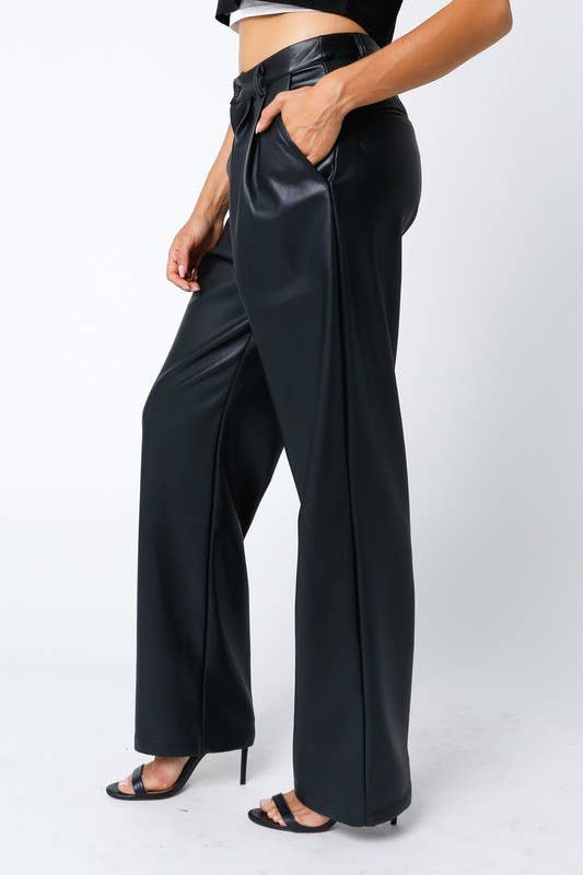 Olivaceous - Wholesale Pants - Women's - Kaelyn Pu Parachute Pants1