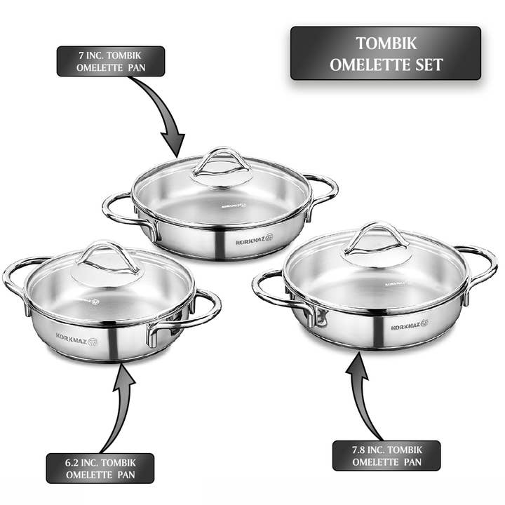 Hakan - Wholesale Cookware Set - Tombik Stainless Steel Omelet Set, Cooking Pots with Lids1