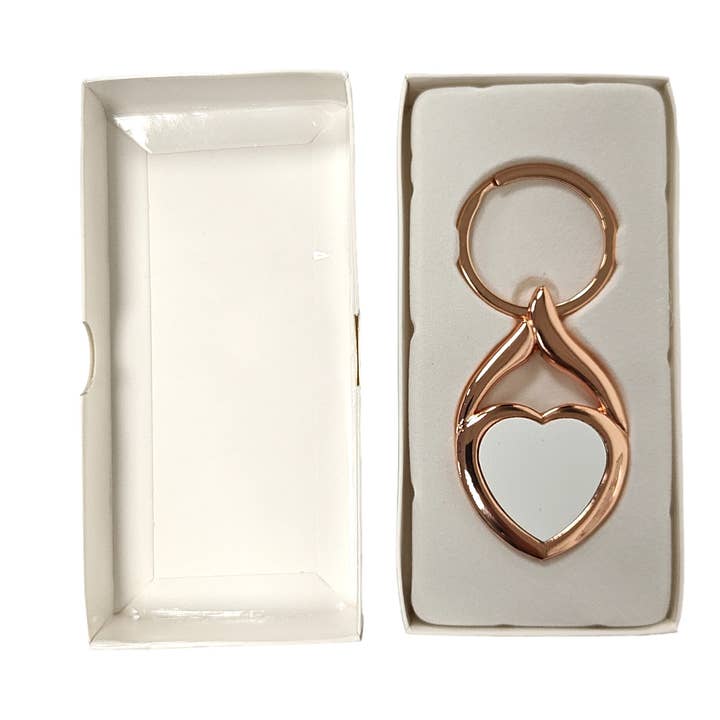 Keyring - 10 x Rose Gold Sublimation Metal Keyrings - Heart for wholesale by Printberry