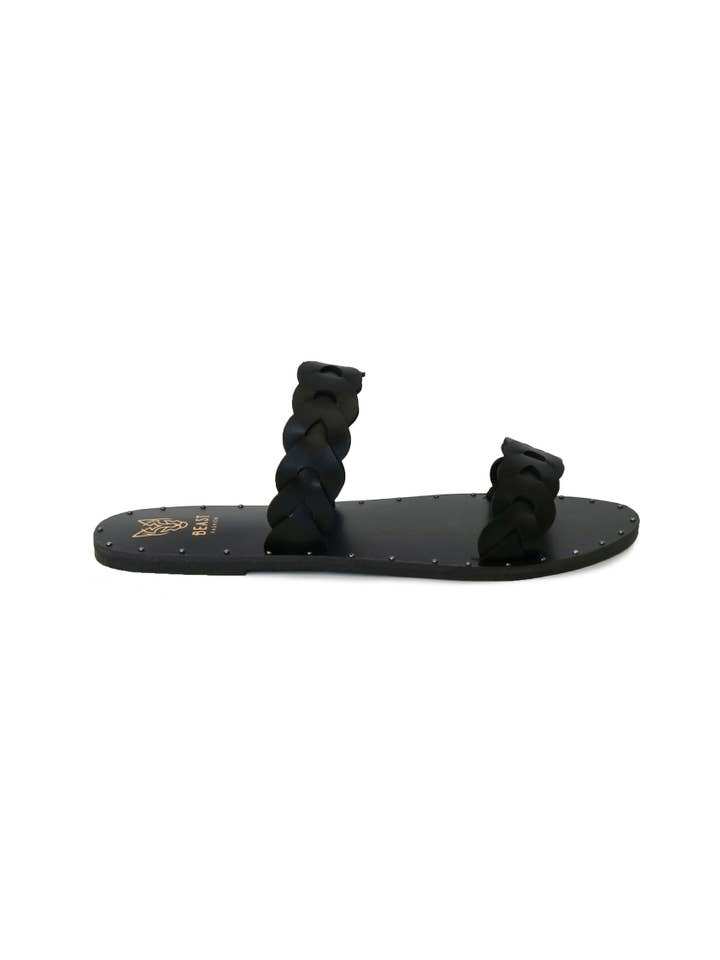 Black ELI-09 Double Braided Slide Sandals for wholesale on Faire