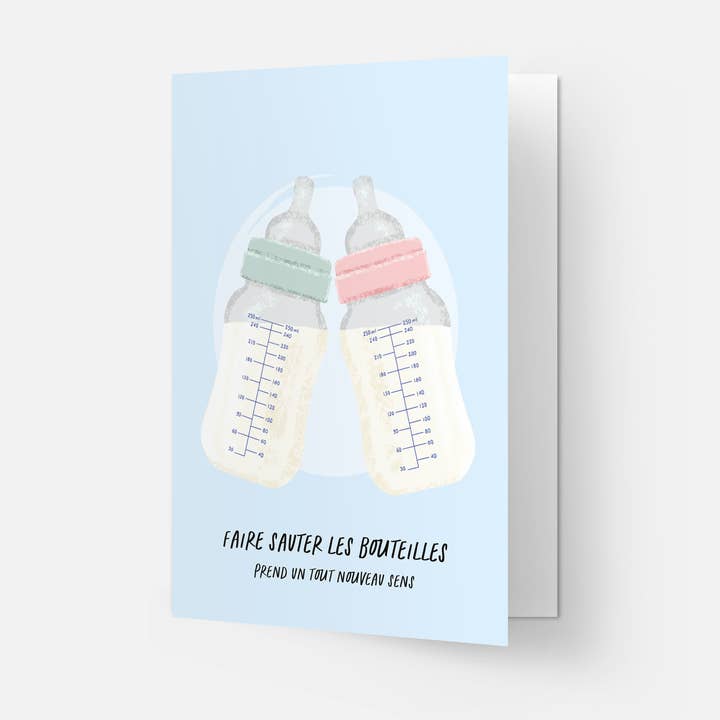 Kaart Blanche – wholesale Baby card – Poppin' Bottles greeting card (also in FR)4