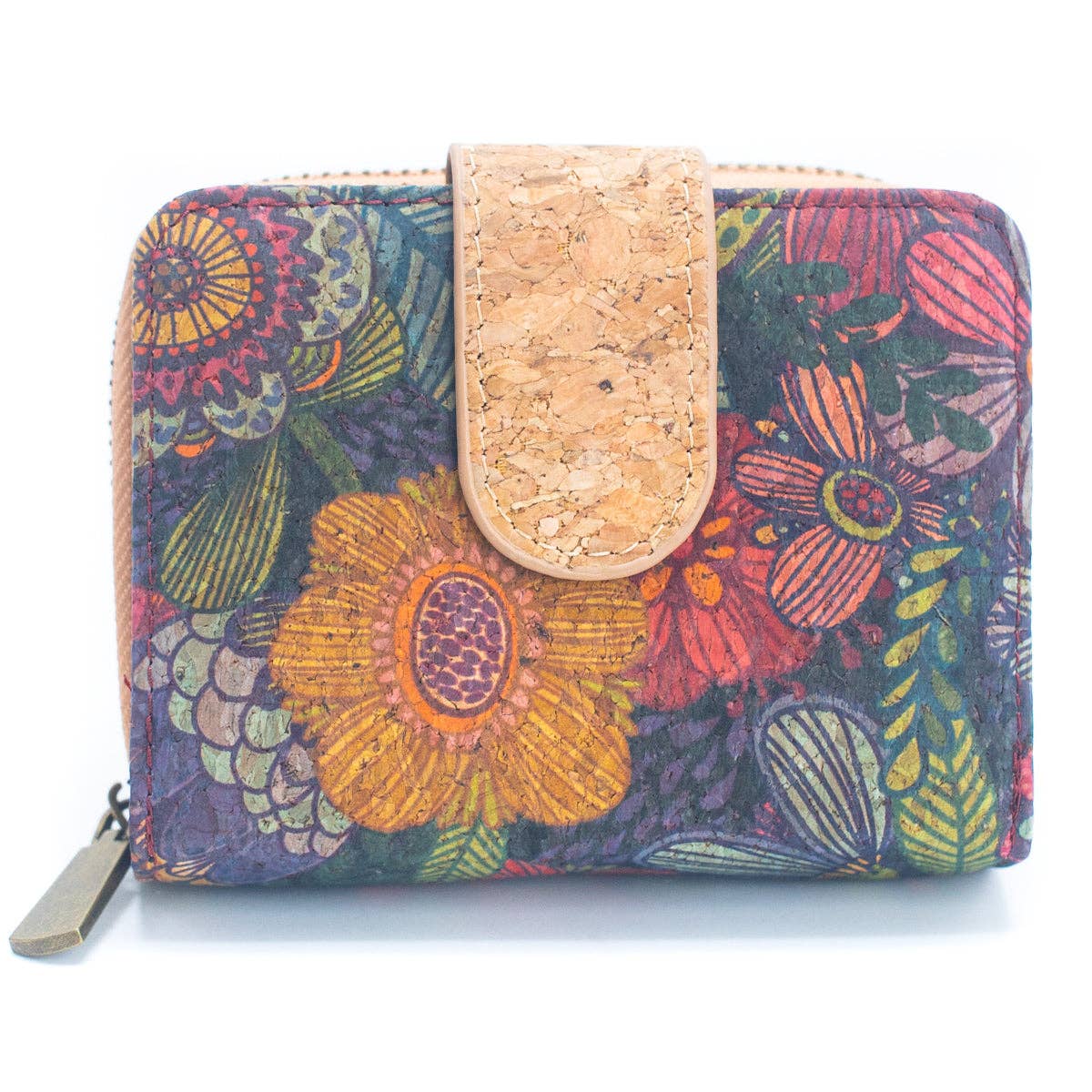 Meninas Bonitas Cork - Wholesale Wallet - Women's - Natural Cork Printed Women's Short Card Wallet BAG-22384