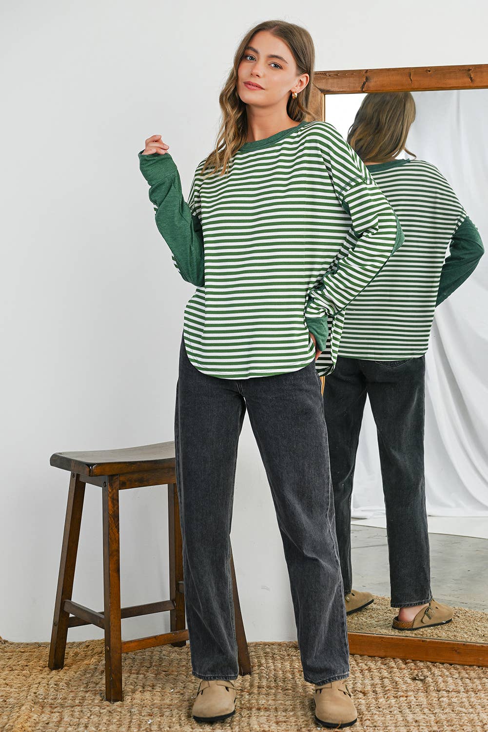 Aapparella - Wholesale Knit Top - Women's - Basic Stripe Patten Knit Long Sleeve Top | S-4X6