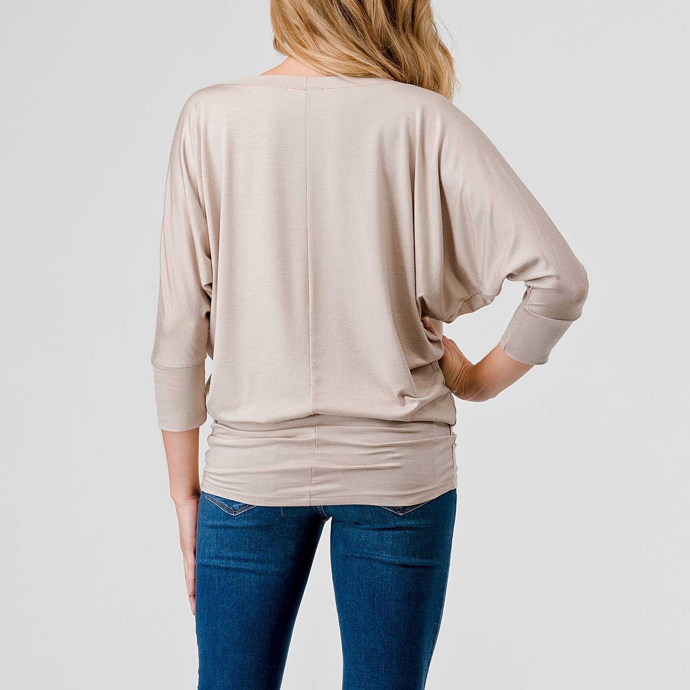 Heimious - Wholesale Knit Top - Women's - 3/4 Dolman Sleeve Round neck Modal Jersey  Top, 2503112