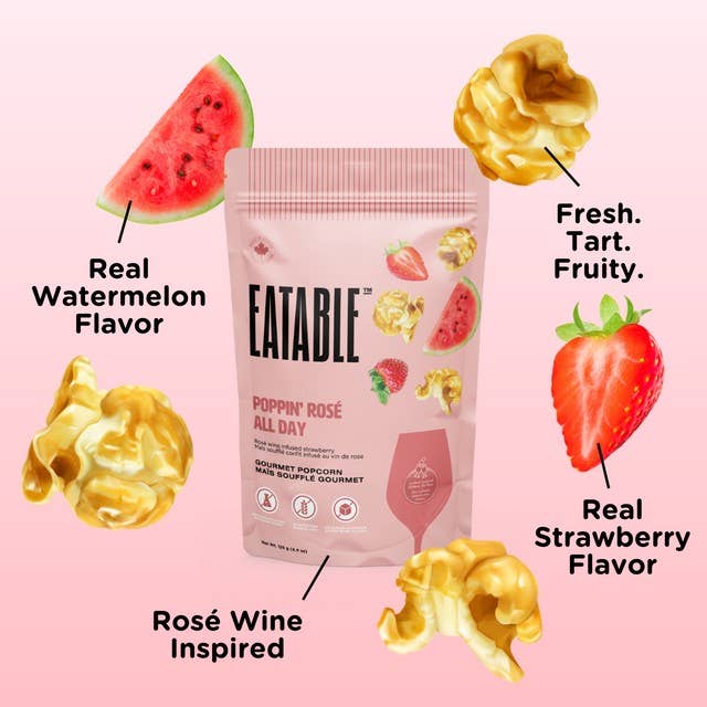 EATABLE Popcorn - Wholesale Popcorn - Poppin' Rosé All Day - Gourmet Candied Popcorn
