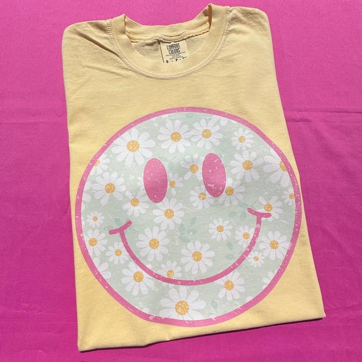 Happy Daisy Face Comfort Colors T-Shirt for wholesale by Nikkilynn Wholesale