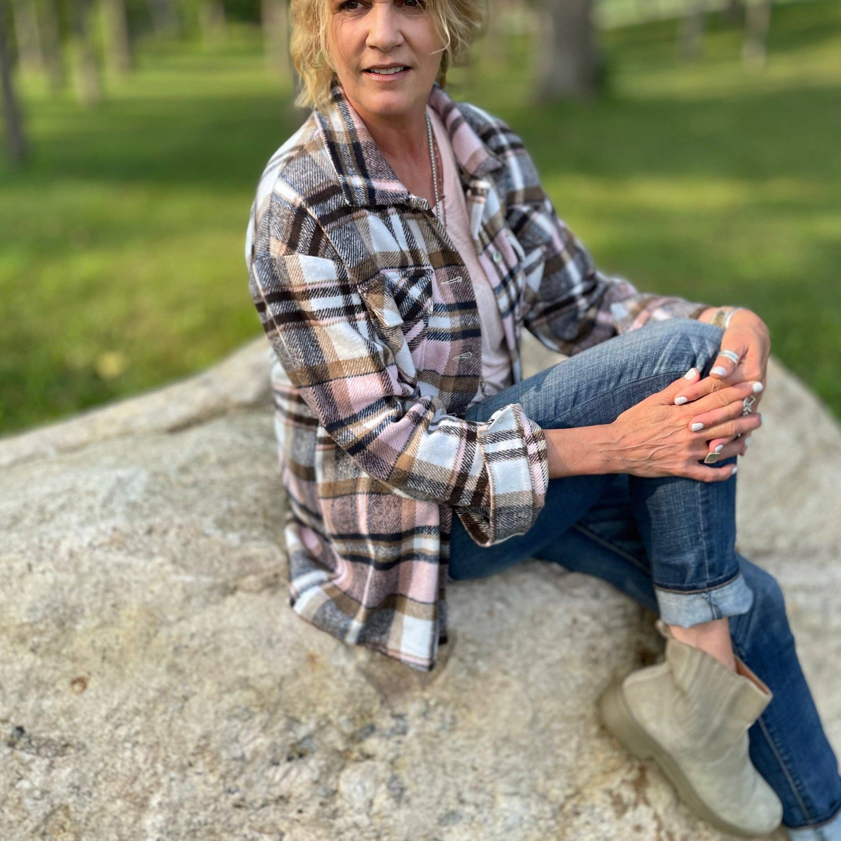 Rosa Camisa de franela a cuadros - Rosa de venta al por mayor en Faire